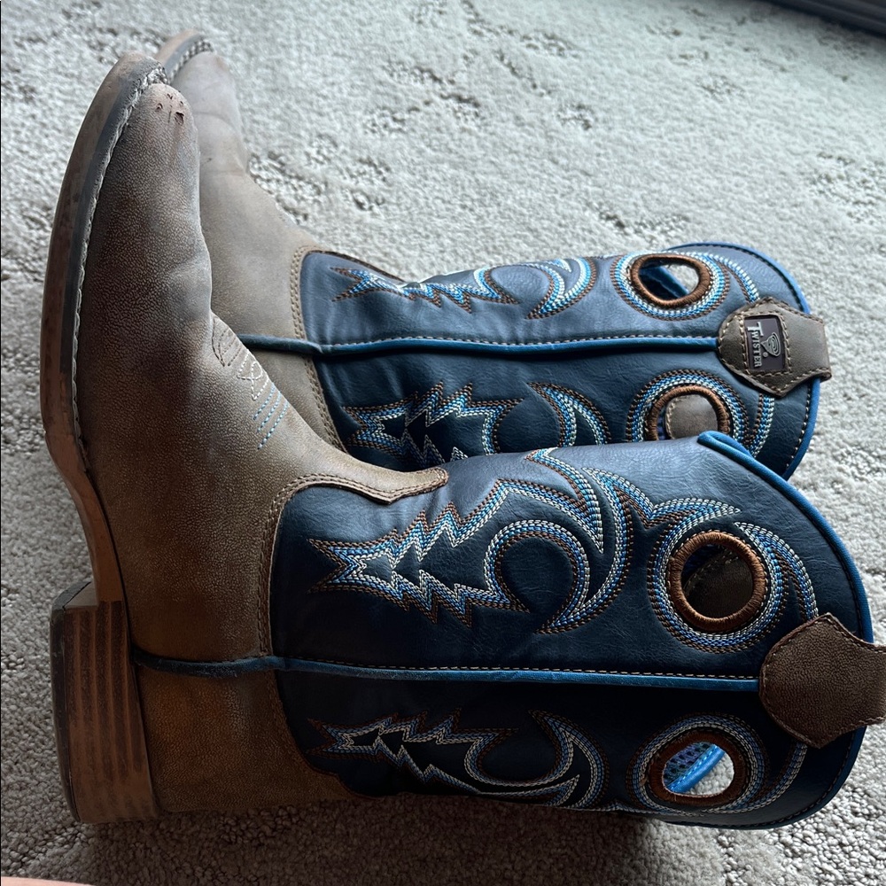 Men's Two-Tone Blue and Brown Western Boots